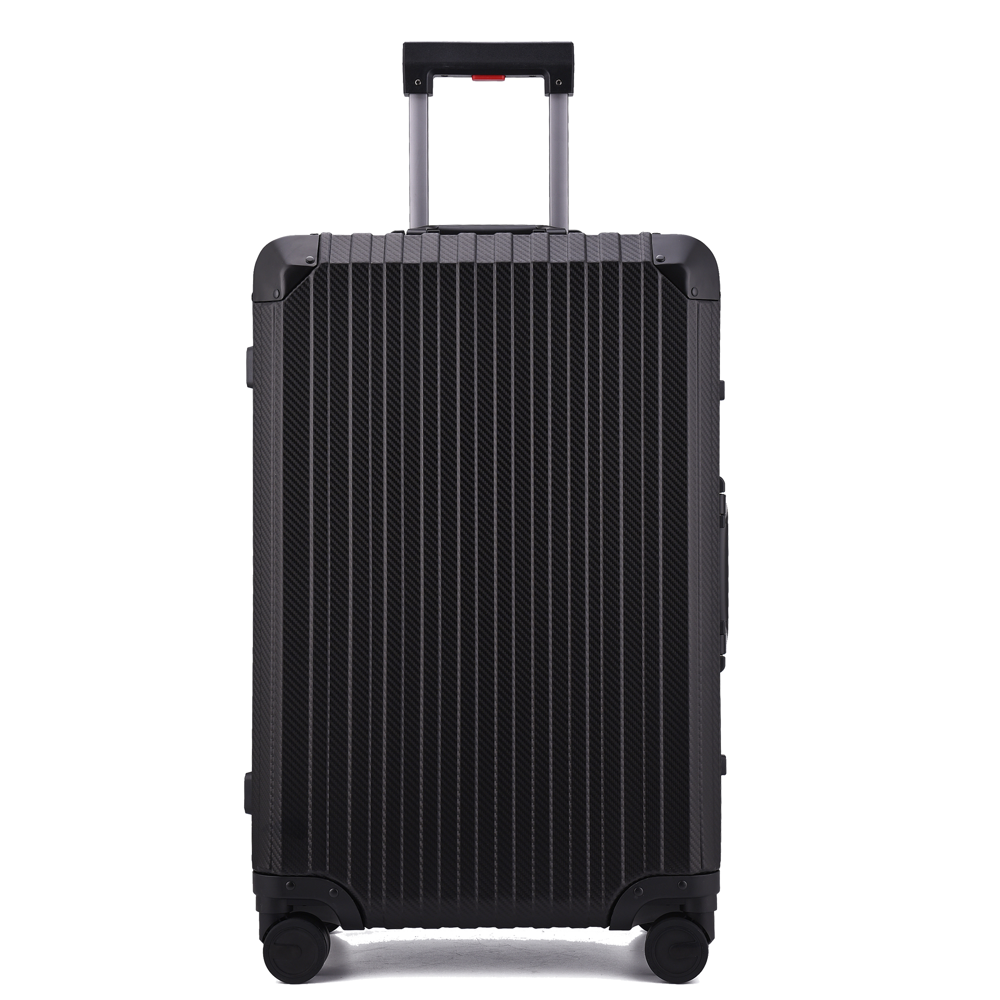 Sleek black aluminum suitcase for modern travelers