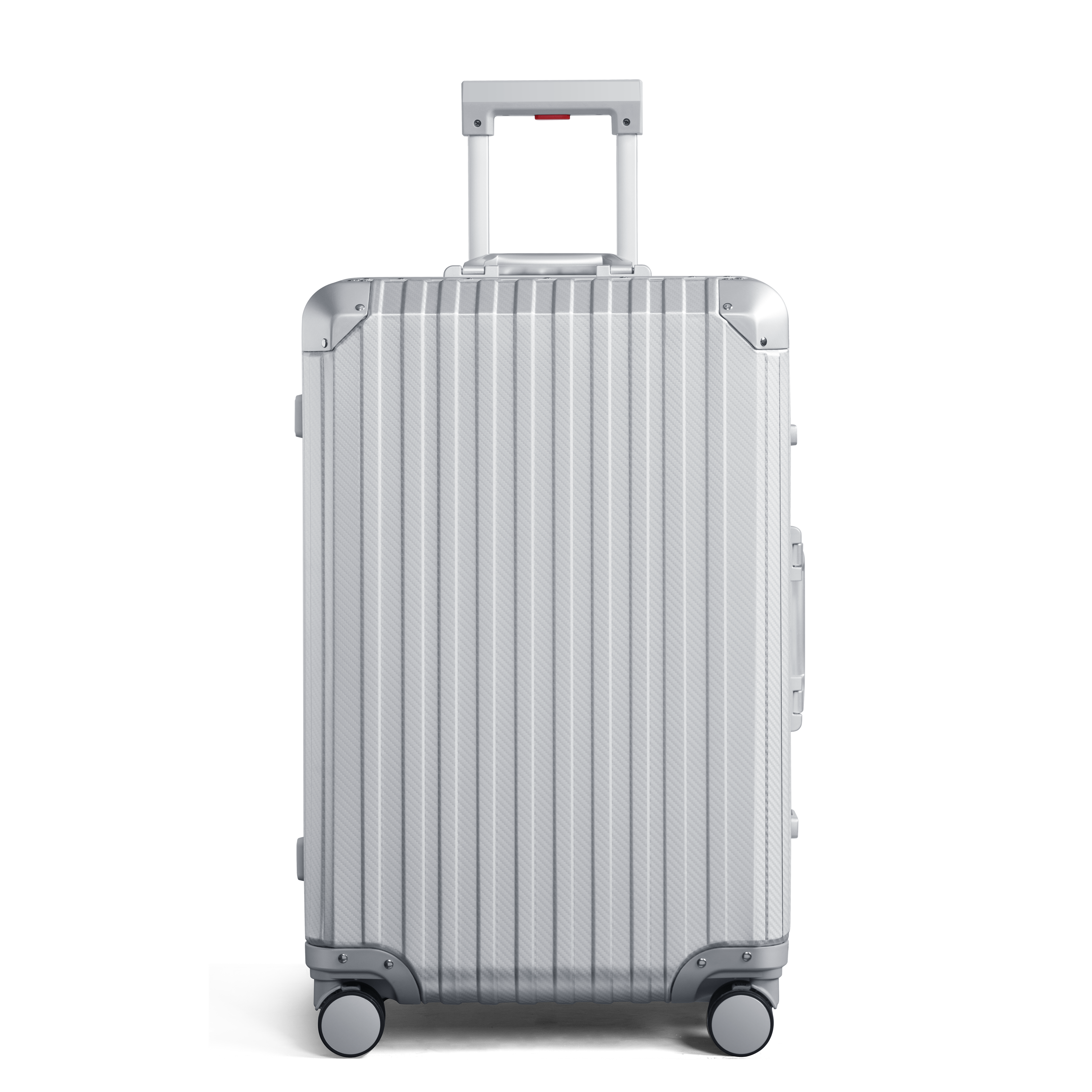 Sleek aluminum suitcase silver with modern design for stylish travelers
