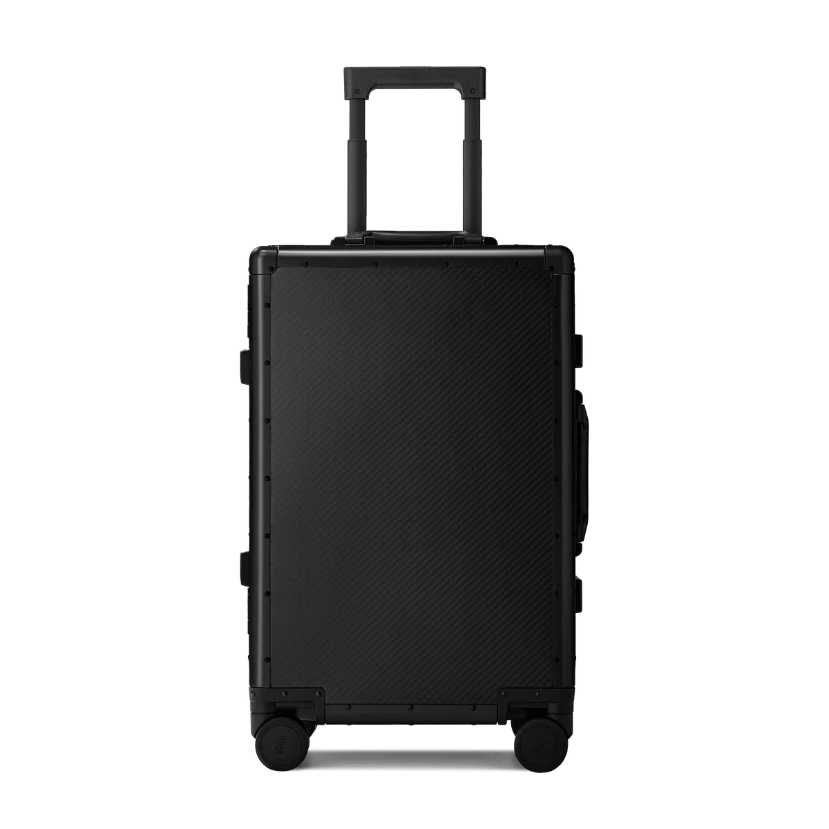 Sleek black carbon suitcase for modern travelers